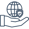 Hand holding globe with heart
