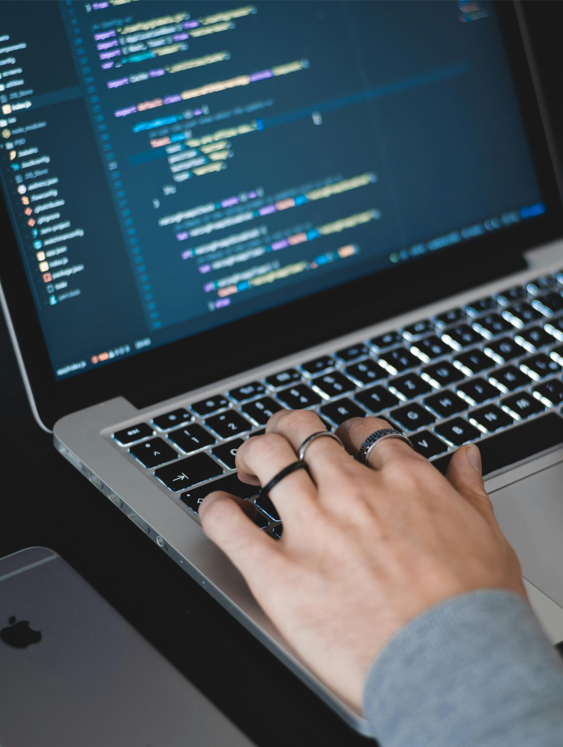 Typing on a laptop keyboard