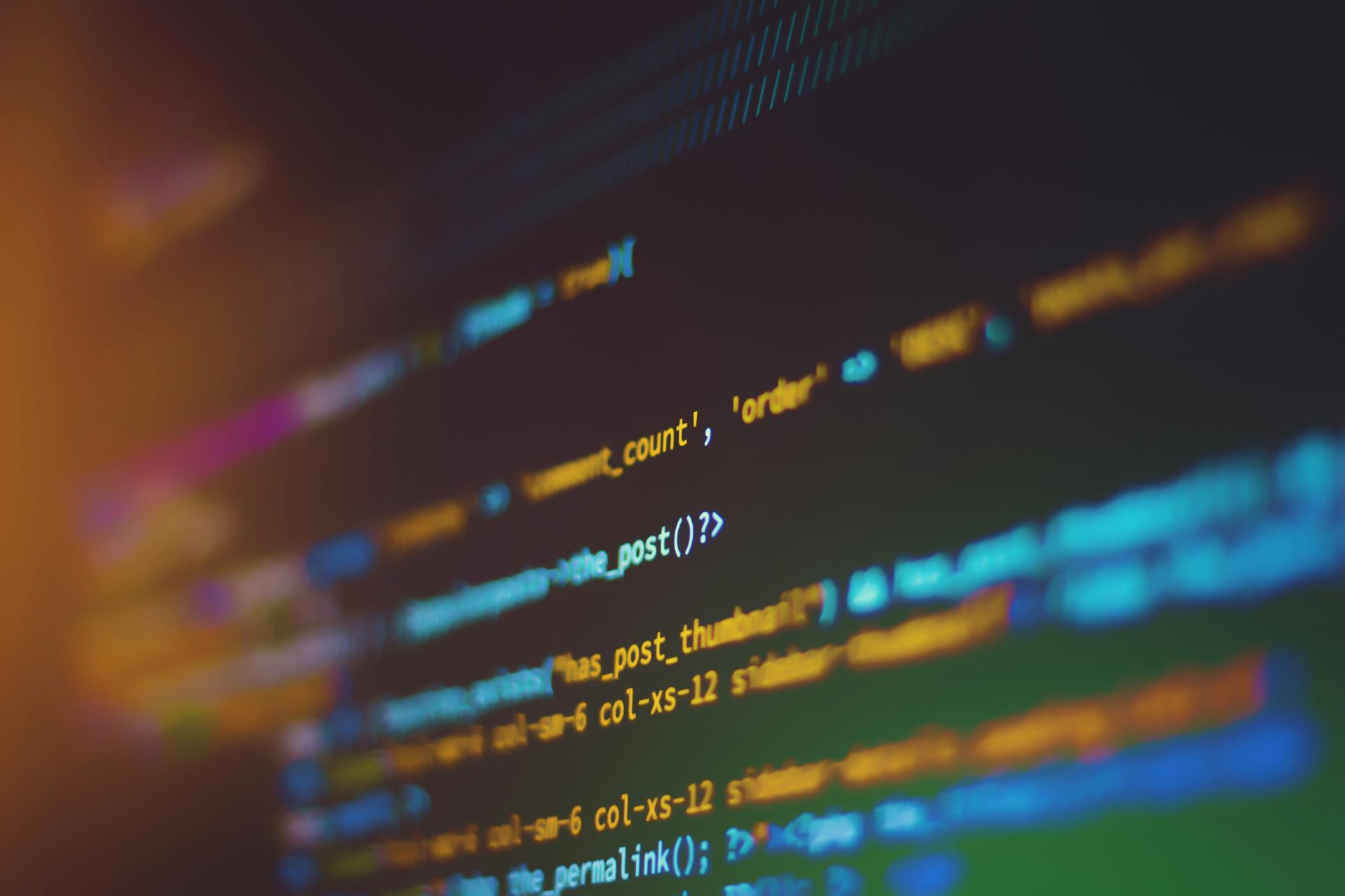 Colorful computer code on screen